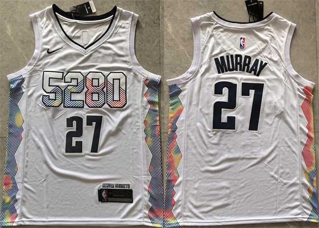 Mens Denver Nuggets #27 Jamal Murray White 2024 City Edition Stitched Basketball Jersey